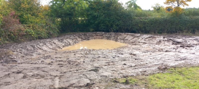 The completed pond at Johnson's Meadows SSSI.